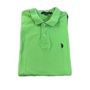 Us Polo Assn. Mens Polo Shirt Green lemon Large regular Fit Short Sleeve
